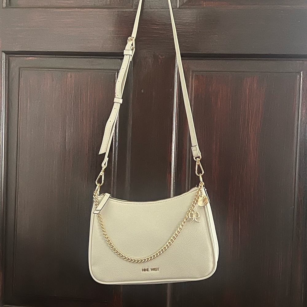 Nine West Ivory Shoulder Bag with Gold Chain